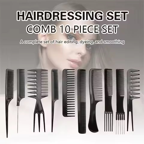 (10 Pcs) Multipurpose Salon Hair Styling Hairdressing hairdresser Barber Combs Kit