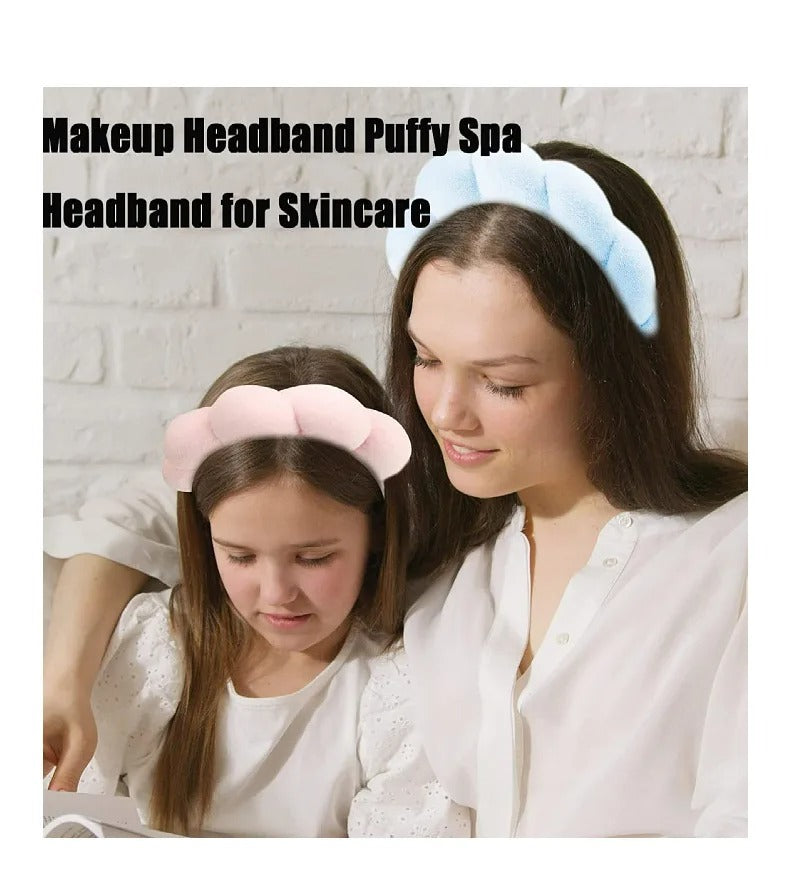 3Pcs Makeup Sponge Spa Headband Puffy Sponge Sweet Hair Band