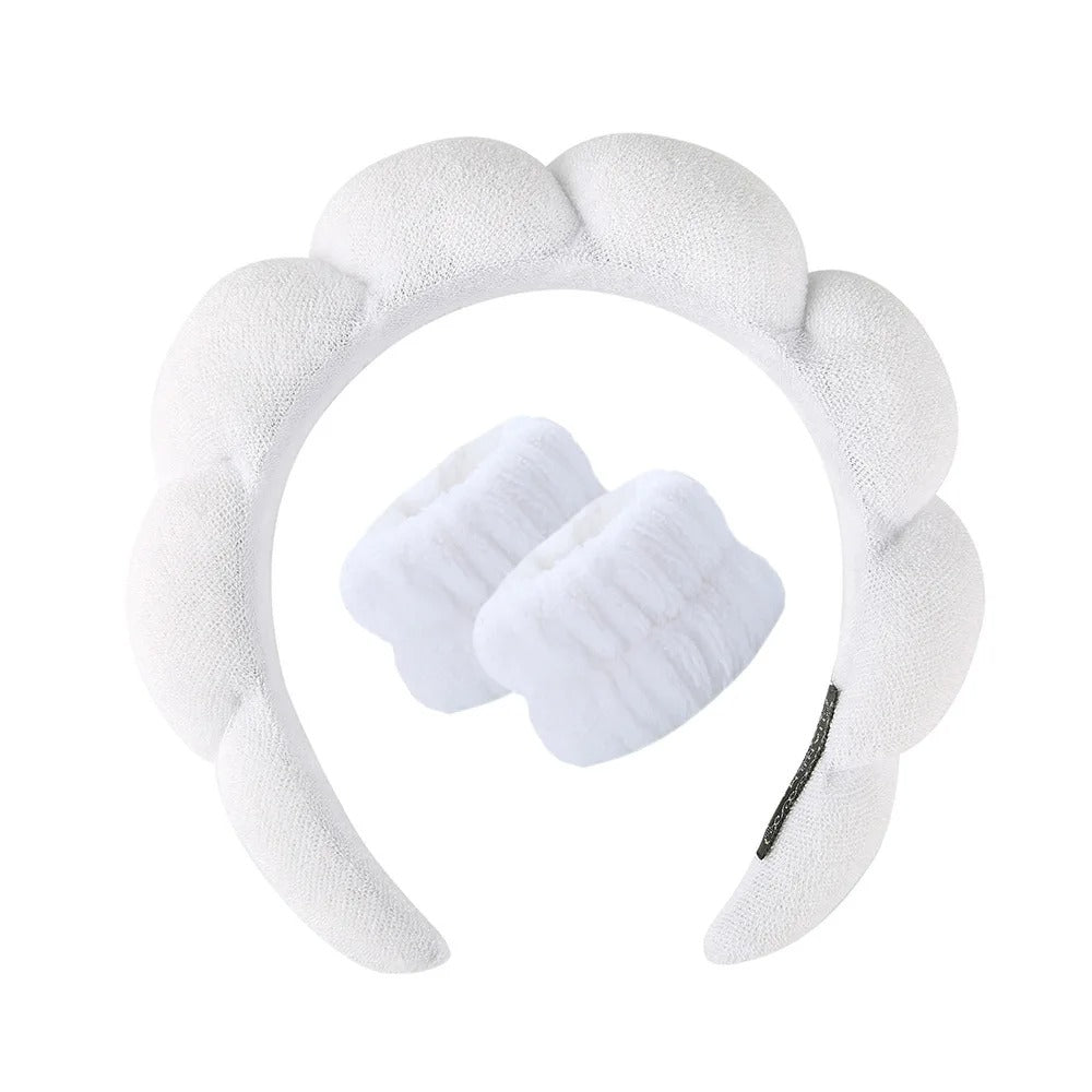 3Pcs Makeup Sponge Spa Headband Puffy Sponge Sweet Hair Band