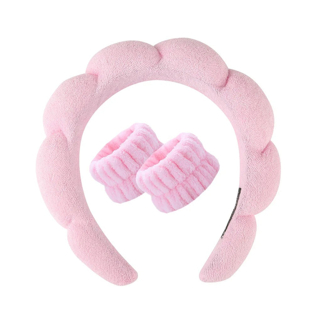 3Pcs Makeup Sponge Spa Headband Puffy Sponge Sweet Hair Band