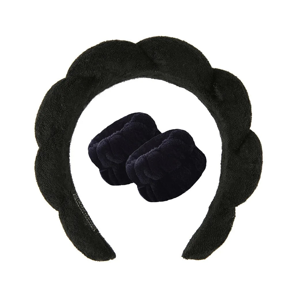 3Pcs Makeup Sponge Spa Headband Puffy Sponge Sweet Hair Band