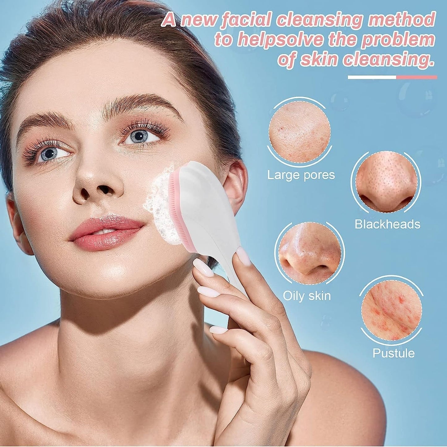1 pcs Silicone Face Scrubber Exfoliating Brush, Manual Handheld Massager