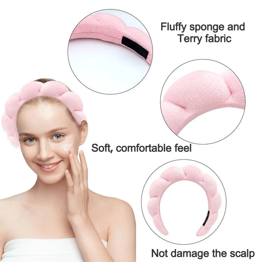 3Pcs Makeup Sponge Spa Headband Puffy Sponge Sweet Hair Band
