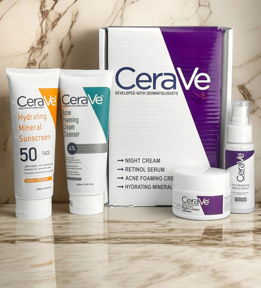 Complete Skin Care Kit – Night Cream, Retinol Serum, Acne Foaming Cleanser