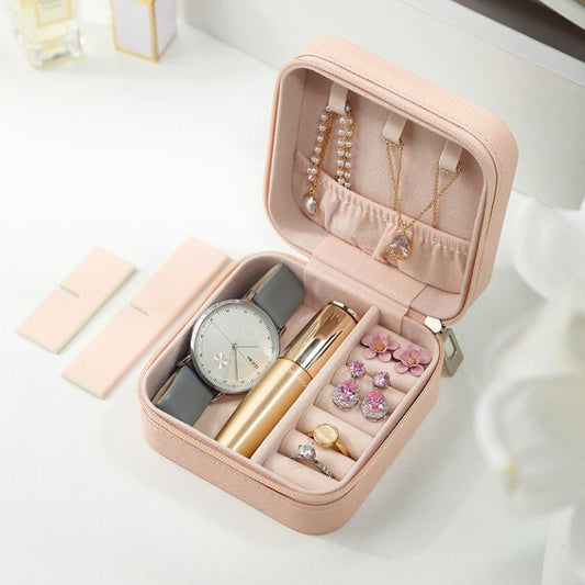 Compact Travel Leather Jewelry Organizer Box – Portable Pocket-Sized Case